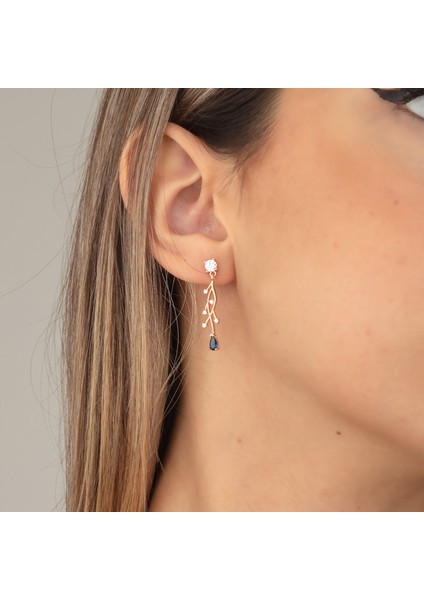 925 Ayar Gümüş Safir Renkli Nergis Çiçeği Sarmaşık Küpe fiyatları