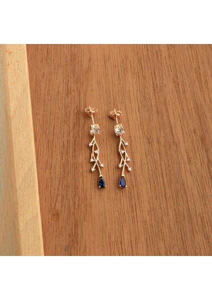 925 Ayar Gümüş Safir Renkli Nergis Çiçeği Sarmaşık Küpe modelleri