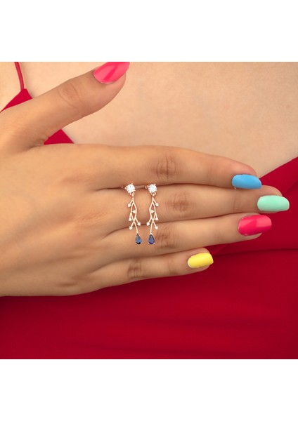 925 Ayar Gümüş Safir Renkli Nergis Çiçeği Sarmaşık Küpe fırsatları