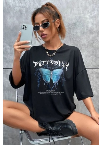 Kelebek Baskılı Tasarım Tshirt