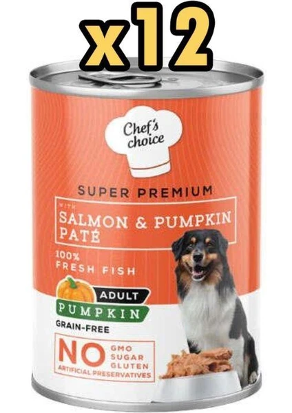 New Chefs Choice Pumpkin Pate Somon Balkabak ve Sebzeli Köpek Yaş Maması 400 gr x 12 Adet