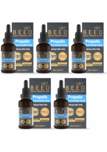 Bee' o  Suda Çözünür Propolis Damla Paketi 5 x 20 ml