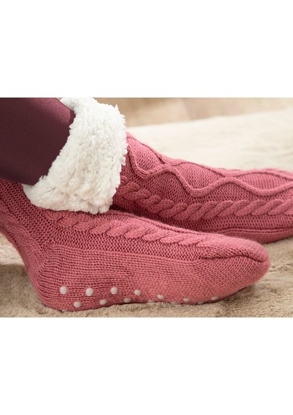 Home Socks Triko Kadın Peluş Çorap 36-38 Gül Kurusu fiyatları