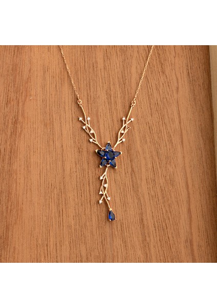 925 Ayar Gümüş Safir Renkli Nergis Çiçeği Sarmaşık Kolye fırsatları