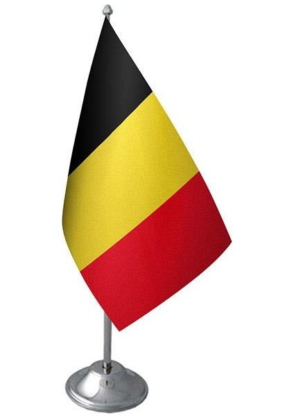 Masa Üstü Belçika Bayrağı Krom Direk Masa Bayrak Seti