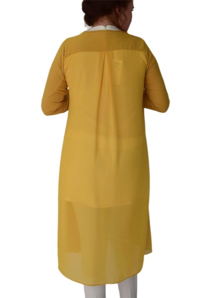 Kadın Sarı Tunik 2 Li Krep Şifon MS01161 BGL-ST02165