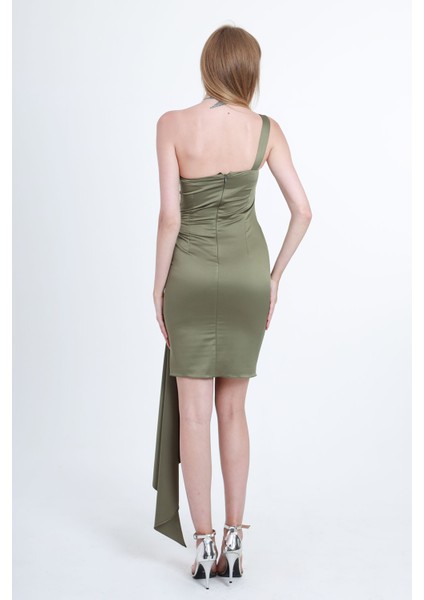 Kadın Tek Omuz Abiye Elbise 5924015 Haki modelleri