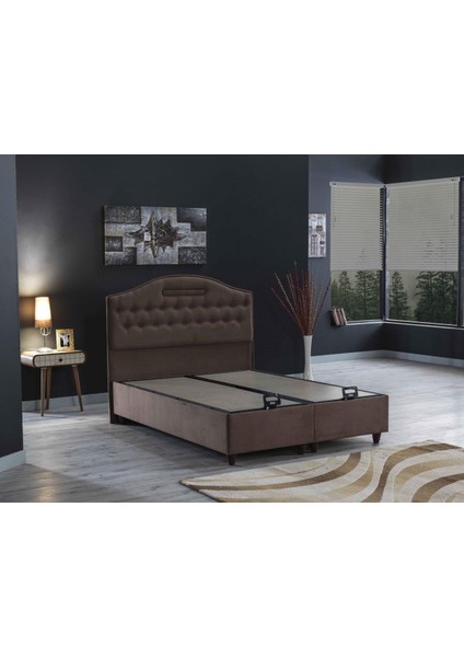 Ipek Mobilya Nima 3 Lü Set Baza + Başlık + Yatak Tek Kişilik Sütlü Kahve 2180A 100X200