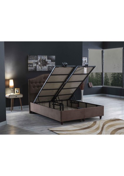 Ipek Mobilya Nima 3 Lü Set Baza + Başlık + Yatak Tek Kişilik Sütlü Kahve 2180A 100X200