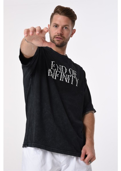 R-5655 Bisiklet Yaka End Of Inıf Inıty Baskılı Batik T-Shırt modelleri