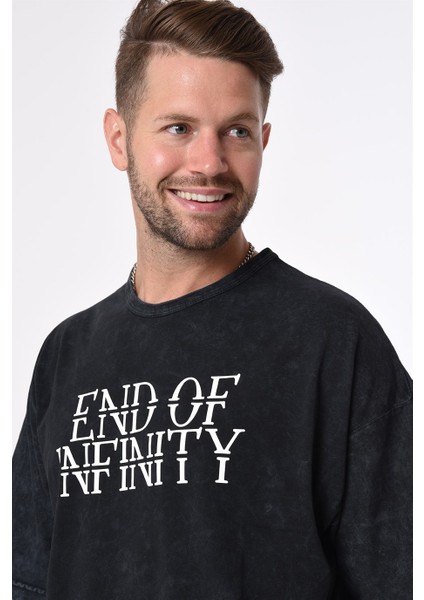 R-5655 Bisiklet Yaka End Of Inıf Inıty Baskılı Batik T-Shırt fırsatları