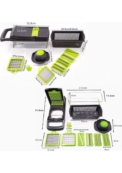 Tilbe Home Pratik Hazneli Sebze Patates Dilimleyici Doğrayıcı Rendeleme Seti 13 Parça