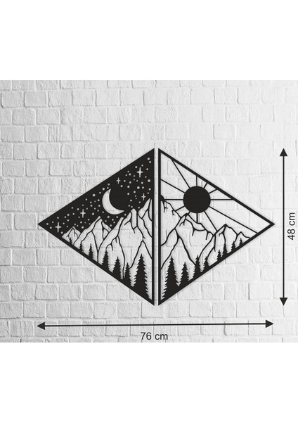 Moon And Sun Dekoratif Ahşap Tablo, Duvar Dekoru