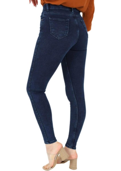 Kadın Büyük Beden Yüksek Bel Jeans Dar Paça Pantolon BGL-ST02113