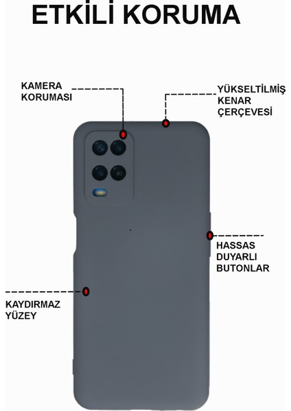 Caseworld Oppo A54 4g Kapak Içi Kadife Kamera Korumalı Lansman Silikon Kılıf - Gri