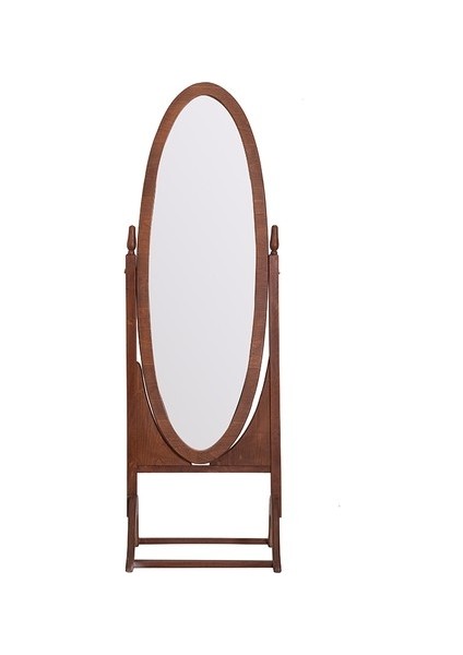 Oval Boy Aynası Ahsap - Ceviz