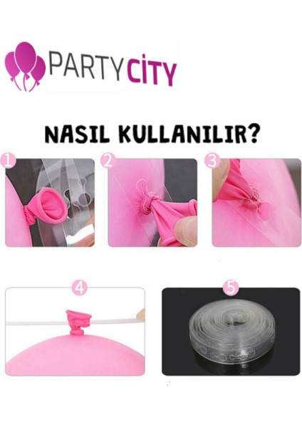 Makaron Pastel Renk Pembe 100 Adet Balon ve Balon Zinciri