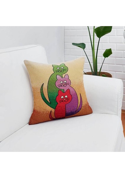 Goblen Dokuma Kırlent Kılıfı 43 x 43 Cm