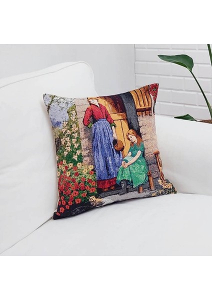 Goblen Dokuma Kırlent Kılıfı 43 x 43 Cm