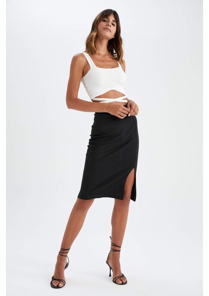 Basic Yırtmaçlı Midi Kalem Etek Y6466AZ22AU