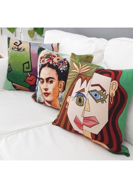 Goblen Dokuma Kırlent Kılıfı 3'lü Kombin Set