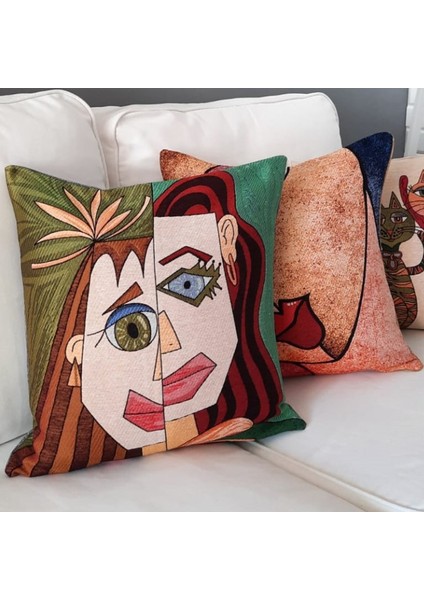 Goblen Dokuma Kırlent Kılıfı 2'li Karışık Kombin Set