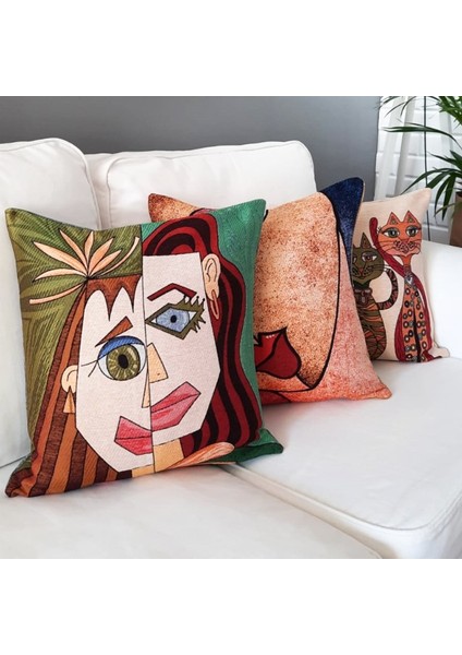 Goblen Dokuma Kırlent Kılıfı 3'lü Karışık Kombin Set