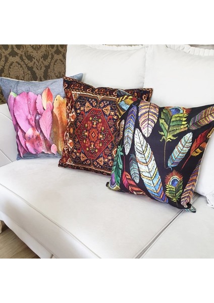 Karışık Desen Kırlent Kılıfı 3'lü Kombin Set