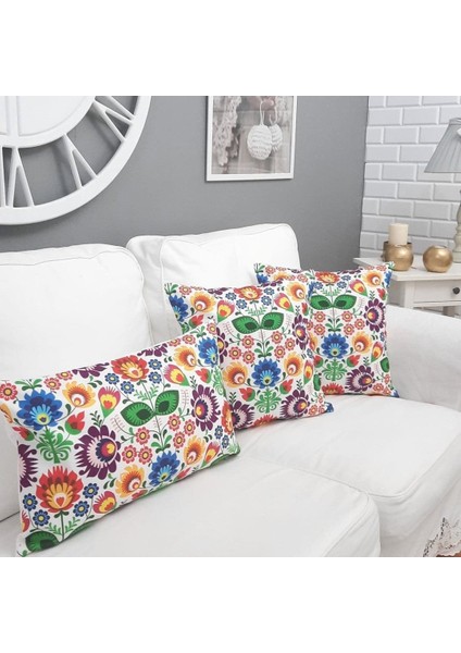 Ilkbahar Desen Kırlent Kılıfı 3'lü Kombin Set