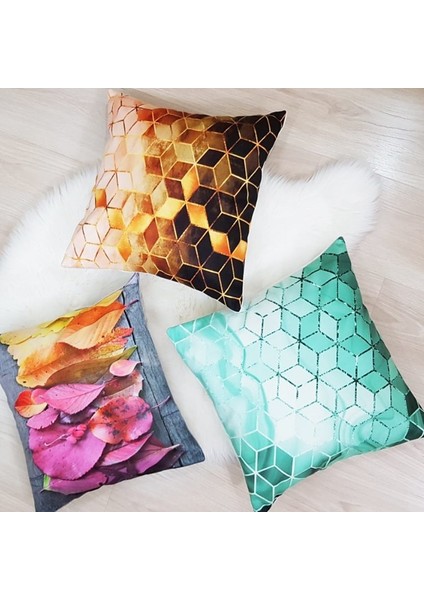 Karışık Desen Kırlent Kılıfı 3'lü Kombin Set