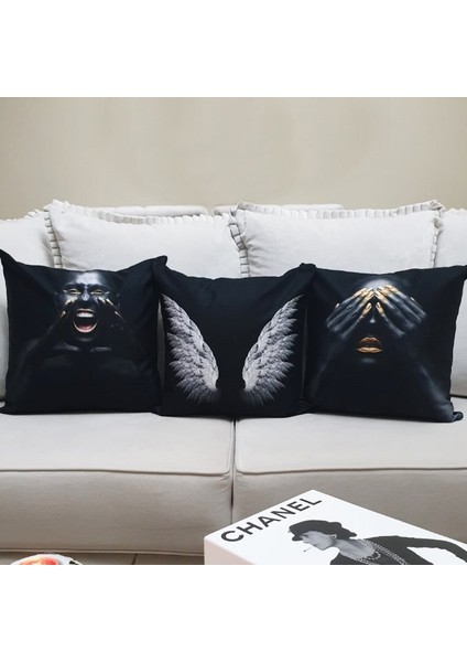 Karışık Desen Kırlent Kılıfı 3'lü Kombin Set