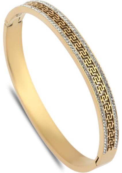 Çelik Kelepçe Bileklik Taşlı Gold Kapl. Livs ÇK-28-0113 modelleri