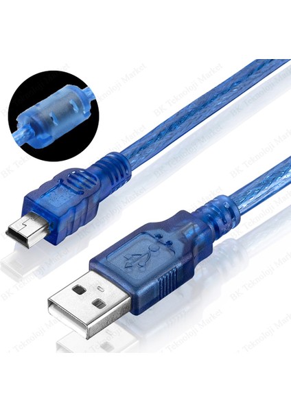 BK Teknoloji Mini USB 5 Pin Fitreli V3 Şarj Data Kablosu - 1.5 Metre