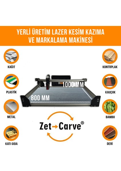 40 - 80 Wat 500 x 500 mm Işleme Alanı Lazer Cnc Kesim - Kazıma & Markalama Makinesi