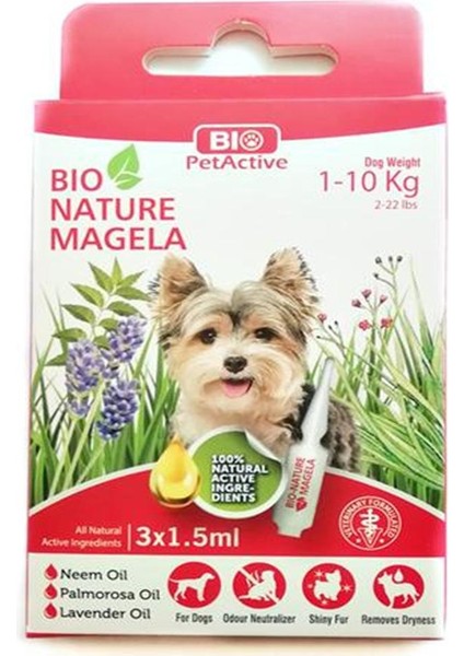 Bio Pet Active Nature Magela Dış Parazit Kovucu Köpek Tüy ve Deri Bakım Ürünü 3 Adet x 1,5ml