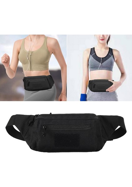 Erkekler Kadınlar Bel Çanta Kemer Paketi Telefon Çantası Açık Spor Yürüyüş Aksesuarları Siyah (Yurt Dışından)