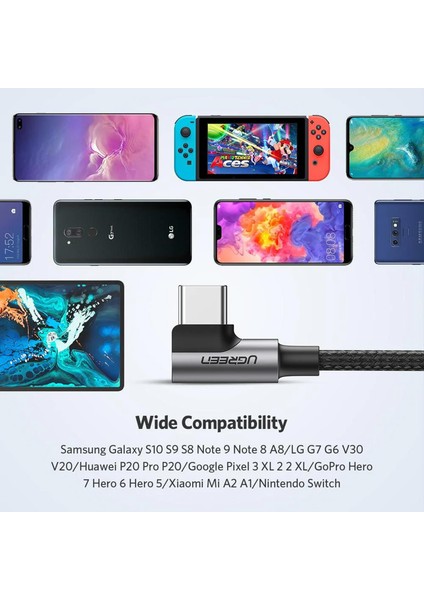 USB To Type-C 90 Derece Şarj ve Data Kablosu 2 Metre indirimleri