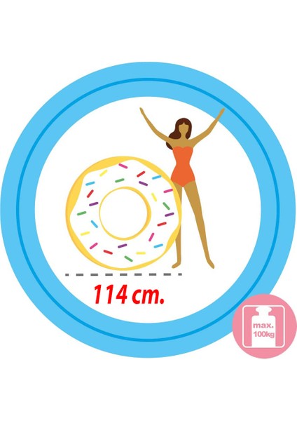 ES56263 Şekerli Donut Tasarımlı Havuz & Deniz Simidi Can Simidi 114 Cm.