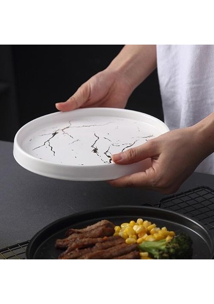 20 cm Altın Mermer Seramik Bulaşık Porselen Çatal Seti Mutfak Masası Avrupa Dekoratif Tatlı Biftek Plaka | Depolama Tepsileri (Yurt Dışından) modelleri