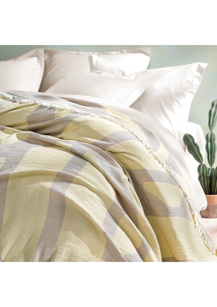 Bedding Tierra Çift Kişilik Müslin Pike Yatak Örtüsü - Sarı