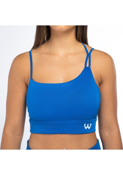 Kadın Ince Askılı Spor Sütyeni Atlet Esnek Crop Top - Eternity Mavi