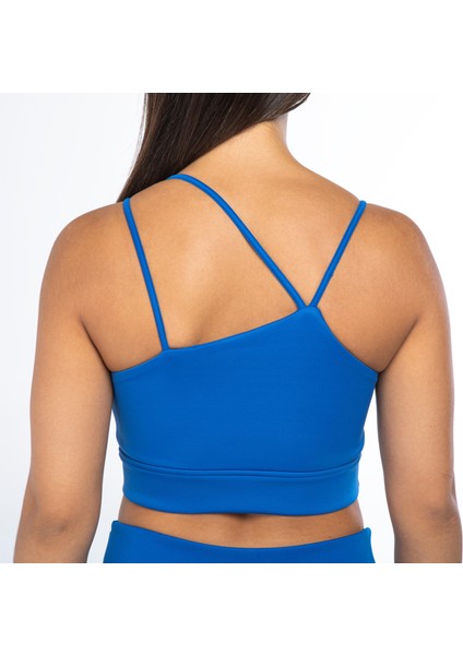 Kadın Ince Askılı Spor Sütyeni Atlet Esnek Crop Top - Eternity Mavi