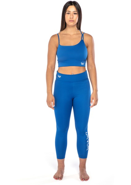 Kadın Ince Askılı Spor Sütyeni Atlet Esnek Crop Top - Eternity Mavi