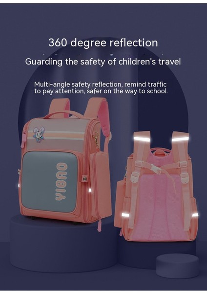 Lovehome Yibao Kontrast Ilköğretim Okul Sırt Çantası - Pembe (Yurt Dışından) fırsatları