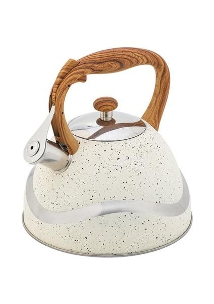 1 Adet 3.5l Antik Paslanmaz Çelik Ahşap Saplı Düz Alt Whistling Su Isıtıcısı Kaynar Çay Kettle (Beyaz) | Su Isıtıcılar (Yurt Dışından)