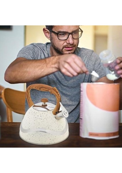 1 Adet 3.5l Antik Paslanmaz Çelik Ahşap Saplı Düz Alt Whistling Su Isıtıcısı Kaynar Çay Kettle (Beyaz) | Su Isıtıcılar (Yurt Dışından)