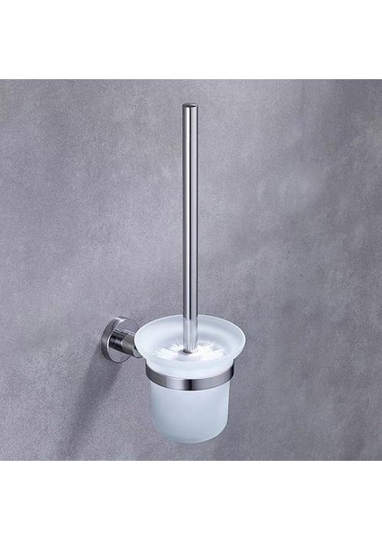 Krom Yuvarlak Duvara Monte Tuvalet Fırçası ve Frostedtoilet Fırçası Tutucu | Tuvalet Fırçası Tutucular (Yurt Dışından)