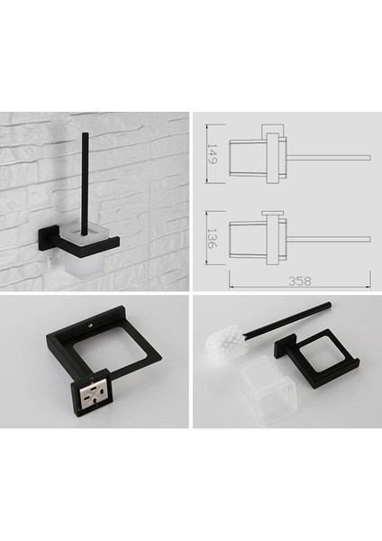 Siyah Modern 304 Paslanmaz Çelik Banyo Donanım Seti Siyah Yağlı Bronz Kare Taban Duvara Montaj Banyo Aksesuarları | Banyo Donanım Seti | Banyo Donanım Banyo Aksesuarları (Yurt Dışından) fiyatları