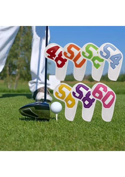 7pcs Golf Demir Headcover Golf Kulübü Kafa Kapağı Set Koruyucusu Işlemeli Beyaz (Yurt Dışından) fırsatları
