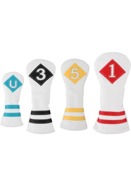 4set Golf Ahşap Kafa Kapağı Golf Kulübü Headcover Pu Sürücü Fairway Woods Beyaz Renkli Numara (Yurt Dışından) fiyatları
